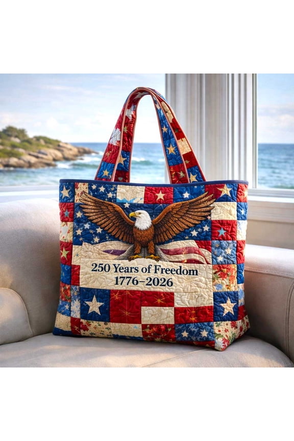 Star Palette Quilted Tote Bag,Flag Travel Tote Bag, 250 Years Freedom Shoulder Bag, 4th of July, Travel Bag