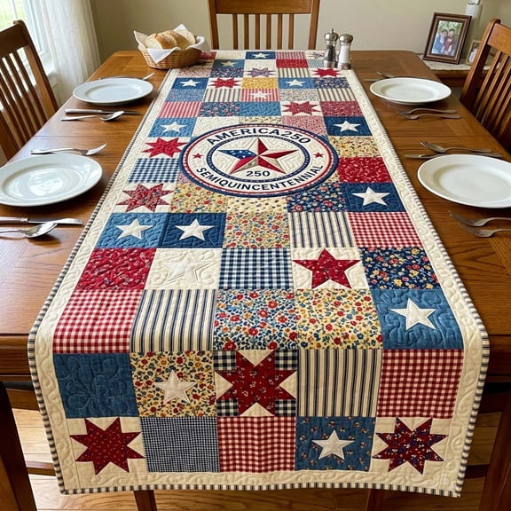 Star Patchwork Quilted Table Runner