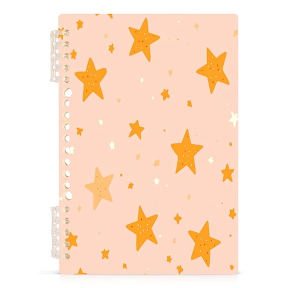 Star Pattern A5 8.3x5.7in PP Notebook, Adjustable Rings, 60 Sheets, Diary or Journey Note