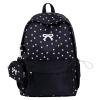 thumbnail image 1 of Bow Embroidery School Backpack, Star Print Backpack with Mini Pendant Bag, Lightweight Loptop Backpack for Travel Shopping (Black), 1 of 6