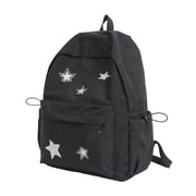 Star Pattern Black Backpack Lightweight Water Resistant Daypack with Multiple Pockets for Sports Travel Gym and Hiking 12.6x5.12x17.32 Inch