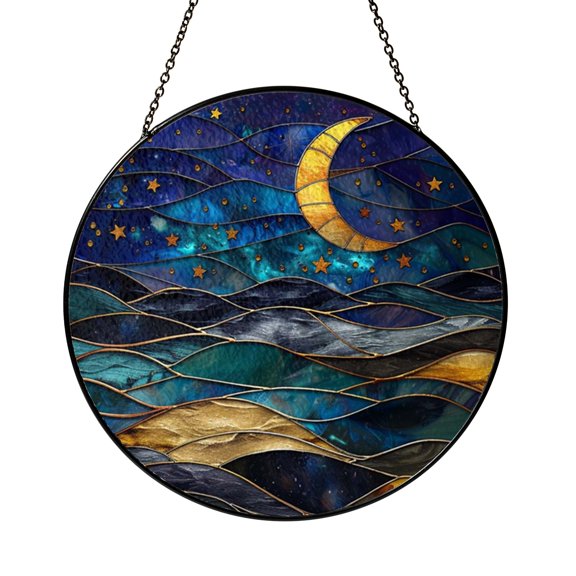 Star Pattern Glass Suncatcher – Night Sky Window Decor