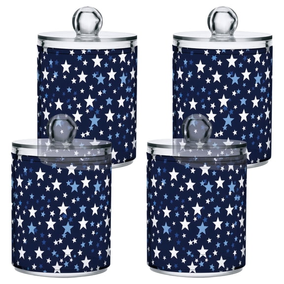 Star Pattern Plastic Storage Jar 4 Pack Clear Translucent Canisters Dustproof Lid