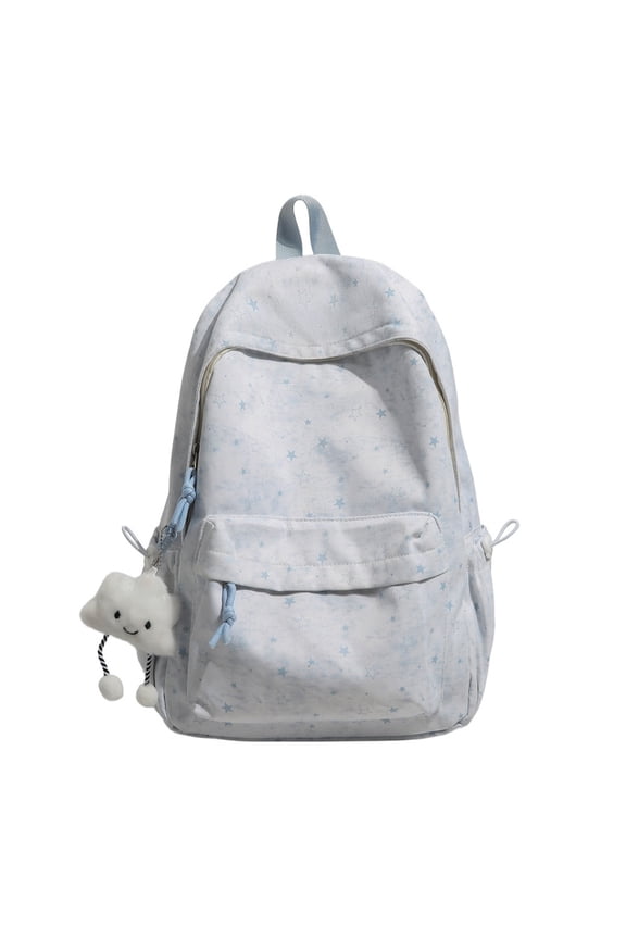 Star Pattern School Bag, Cute Aesthetic Daypack with Pendant, Heavy Duty Laptop Backpack for Outdoor Shopping Travel (Green)