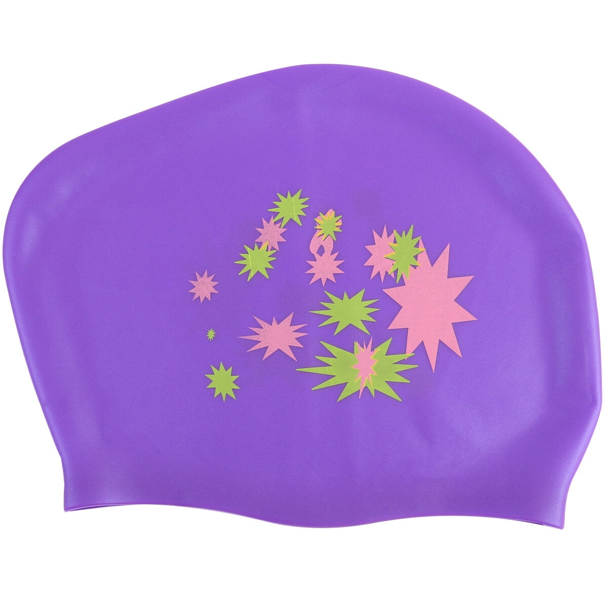 Star Pattern Swimming Silicone Waterproof Swim Pool Hat Long Hair Ear