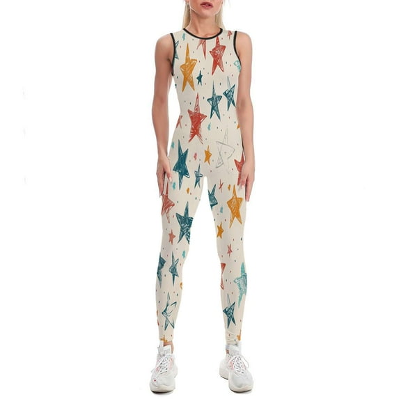 Star Pattern Women's One Piece Yoga Jumpsuits Leggings Playsuit Gym Suit Fitness Running Athletic Clothes Gym Wear Set