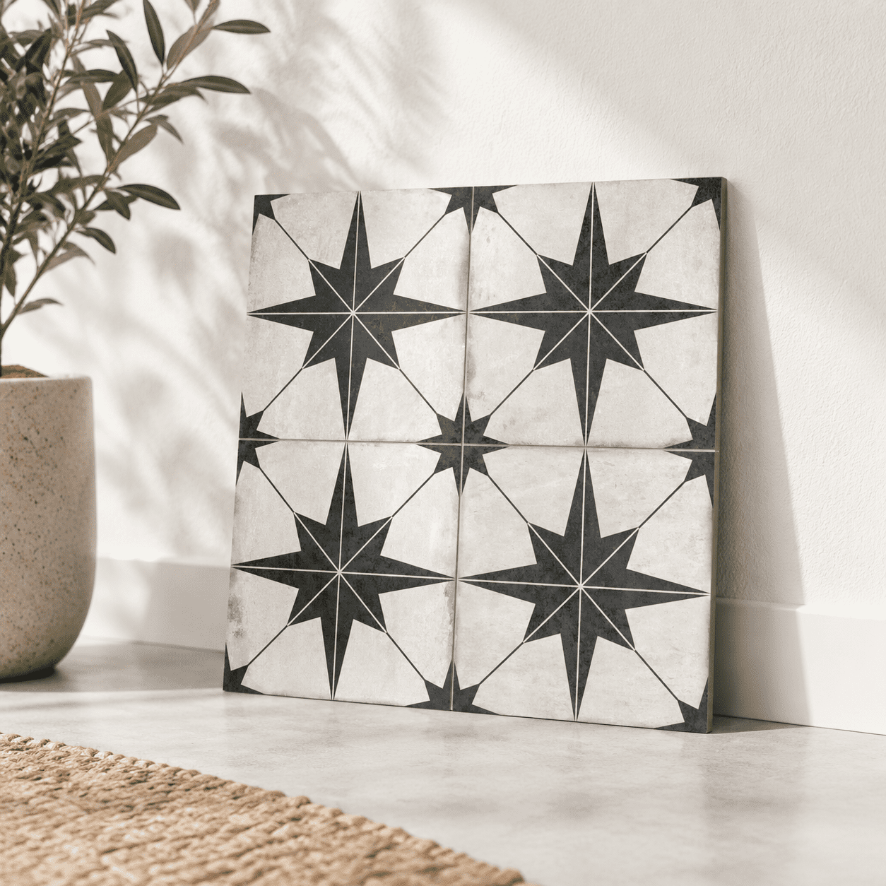 Star Patterned 12x12 Inch Encaustic Peel and Stick Wall Tile for ...