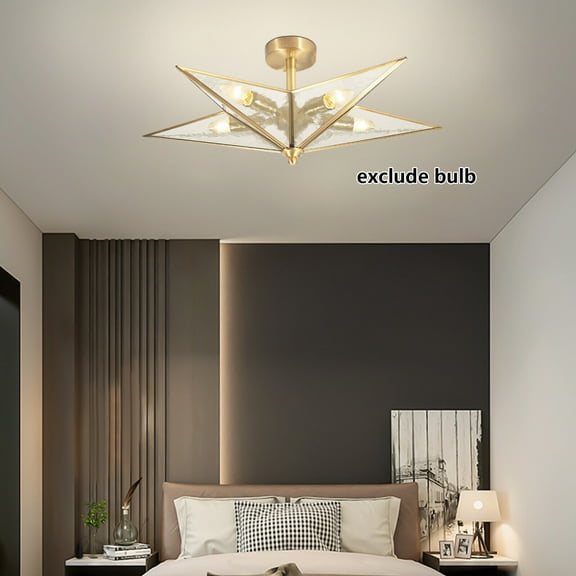 Star Pendant Lamp Gold Glass Ceiling Light LED Chandelier for Living Room Kids Room E14