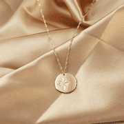 Star Pendant Necklace for Women, Gold Plated Stainless Steel Twisted Chain Elegant Jewelry Gift