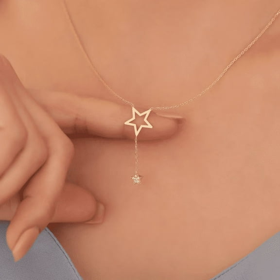 Star Pendant Necklace in 925 Sterling Silver - Dangel Necklace For Women