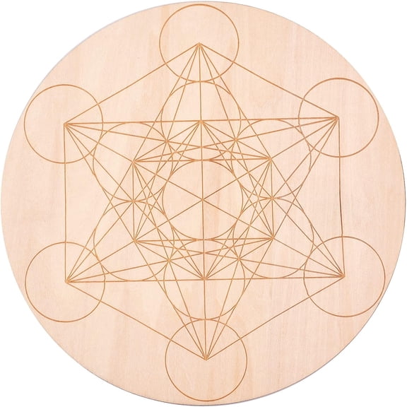 Star Pendulum Board Wooden Divination Metaphysics Message Board Wood Carving Board Divination Coaster Eco-Friendly Anti-Scalding Flat Round Shape 7.8inch Burlywood