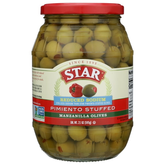 Star Pimiento Stuffed Manzanilla Olives, 21 oz Jar