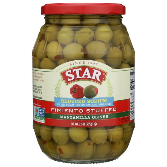 Star Pimiento Stuffed Manzanilla Olives, 21 oz Jar