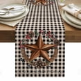 thumbnail image 1 of Star Plaid Table Runner - 60 Inch Long, Kitchen Dining Table Runner Dresser Scarves, Vintage American Country Berry Brown Black Farmhouse Decor for Coffee Tables Wedding Party Banquet, 1 of 8