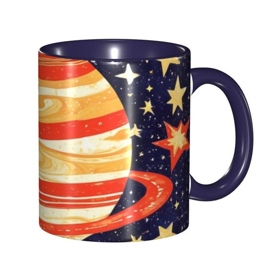 Star Planet Coffee Mug Fun Custom Ceramic Mugs 11oz Navy Blue