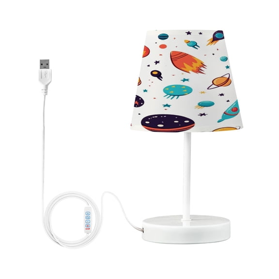 Star Planet Rocket Desk Lamp LED Table Nightstand Lamps with 3 Color Temperatures for Home Bedroom Living Room Decor 8x12