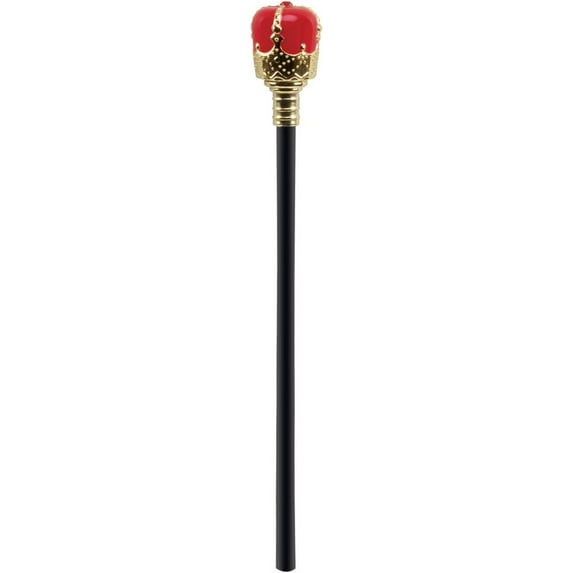 Star Power Halloween Royal King Scepter Costume Plastic Staff, Red Gold, 17.5"