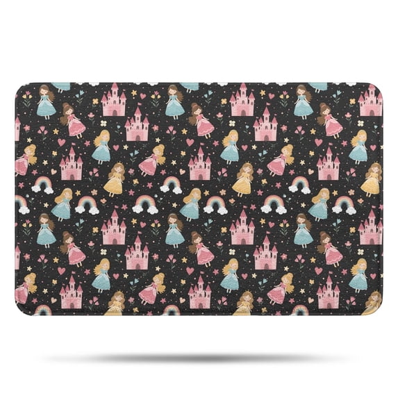 Star Princess Castle Pattern Bathroom Rugs Mat,Non Slip Microfiber Bathroom Rug,Rubber Backing,Soft Bathroom Mats for Bathroom Floor,Tub and Shower,17x27in(43x68cm)