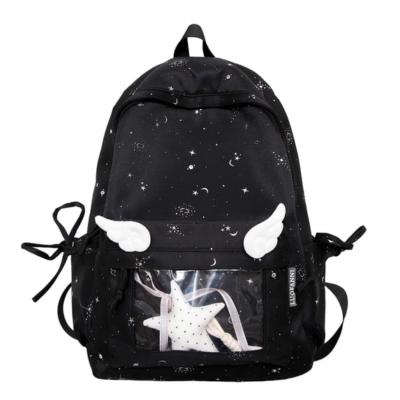 Star Print Backpack, Lightweight Breathable Transparent Front Pocket Backpack, Heavy Duty Laptop Backpack for Outdoor Work, Blue