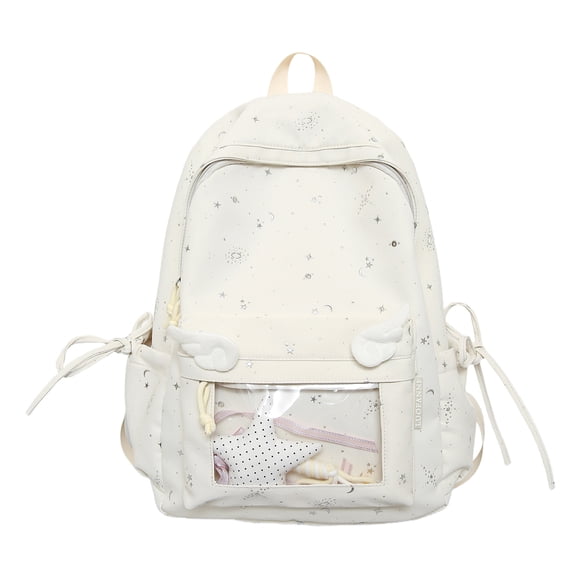 Star Print Backpack, Lightweight Breathable Transparent Front Pocket Backpack, Heavy Duty Laptop Backpack for Outdoor Work, Yellow