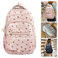 thumbnail image 1 of Star Print Backpack, Water Resistant Lightweight Bookbag for Teen, Multi Pocket Casual Daypack, Fashion Backpack for Middle High Travel - (Pink), 1 of 9