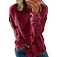 thumbnail image 1 of Star Print Basic Sweatshirt for Plus Size Women Round Neck Long Sleeve Top Ladies Casual Fashion Holiday Tee Shirts Blouse Pullover S-5XL, 1 of 7