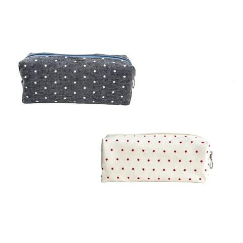 Star Print Cloth Pencil Case, Star Pattern Zipper Pen Pouch, Lightweight Stationery Storage Bag, Portable Cosmetic Makeup Organizer For Office Daily Supplies Travel Storage