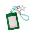 thumbnail image 1 of Star-Print Leather Card Holder, Double-Slot ID Badge Case with Woven Strap, Cute 3-Inch Photo Card Protector for Office, Commute, and Travel Use, 1 of 6
