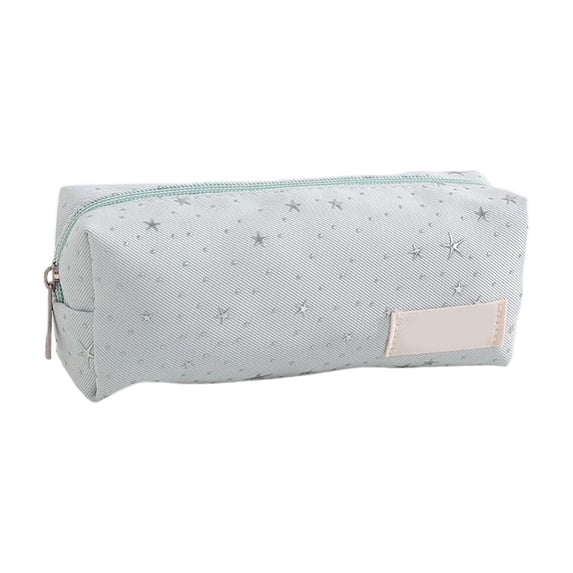 Star Print Patten Pencil Case,Simple Lightweight Zipper Pen Bag with Label for Home Office Daily Use