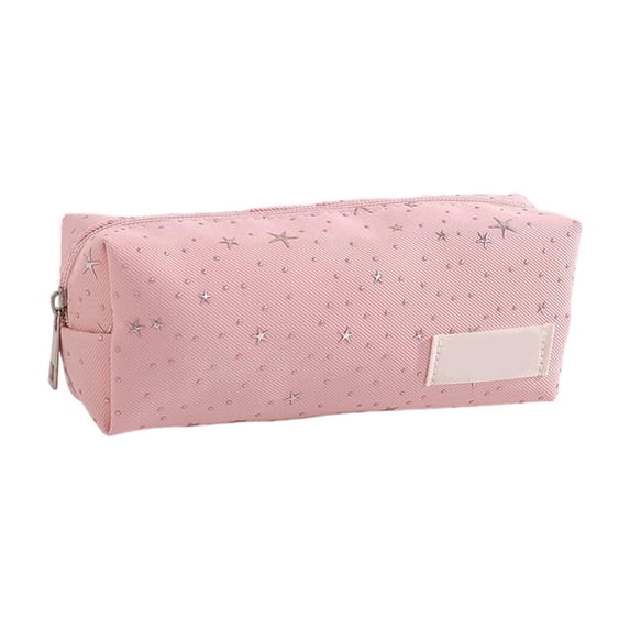 Star Print Patten Pencil Case,Simple Lightweight Zipper Pen Bag with Label for Home Office Daily Use