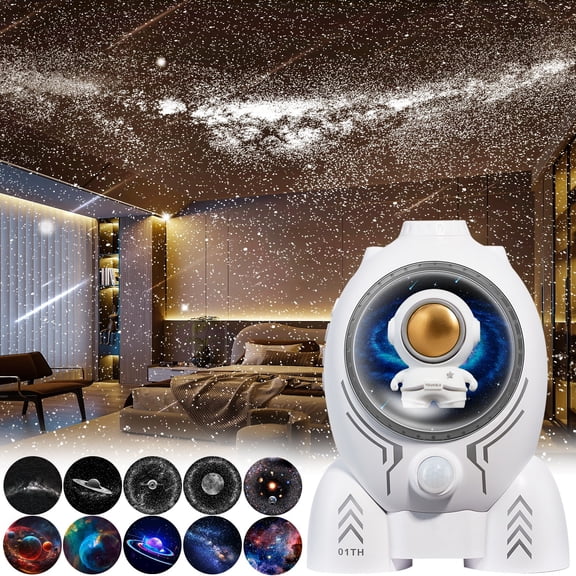 Star Projector, 10 in 1 Galaxy Projector for Bedroom, Night Light Projector with Timer 360° Rotating HD Focusable Star Lamp for Kids Room, Home Theater, Ceiling, Christmas, Room Decor