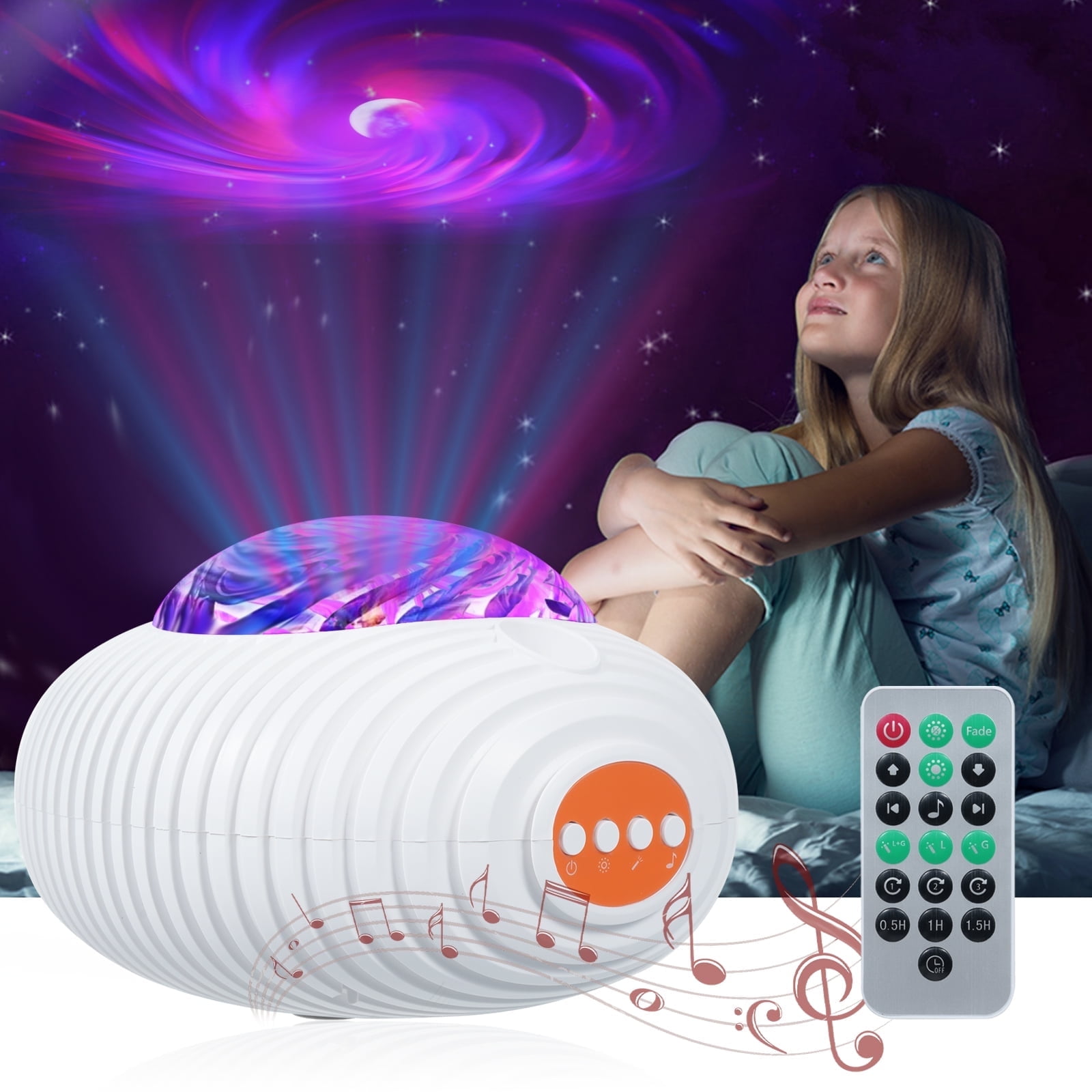 Star Projector, 14 Colors Flying Saucer Aurora Projector Galaxy Projector for Bedroom, Rechargeable Galaxy Night Light with 5 White Noise for Kids Adults, Home Theater, Ceiling, Birthday Gift