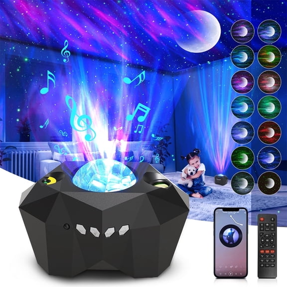 Star Projector, 3 in 1 LED Galaxy Moon Projector 55 Lighting Effects Night Light Aurora Projector Star Light w/ Bluetooth Music Speaker & Remote Control & Timer for Kids Baby Bedroom Party Home Decor