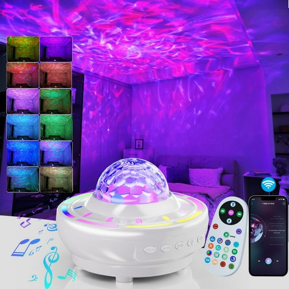 Star Projector,3 in 1 LED Galaxy Projector W/ Remote Control,Multiple Lighting Modes Music Rhythm Bluetooth Speaker & Timer,Night Light Starry Projector for Kids Baby Party Bedroom Home Decor,White
