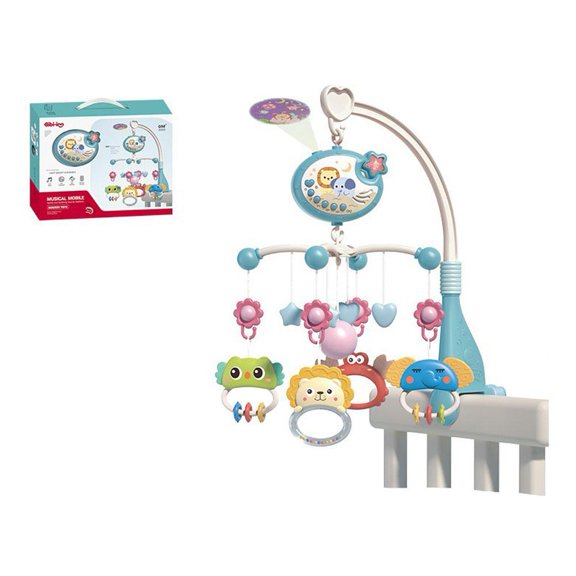 Star Projector Crib Mobile for Baby - Remote Control Musical Rattle Toy with Soothing Melodies & Lights, Early Music Enlightenment, Blue