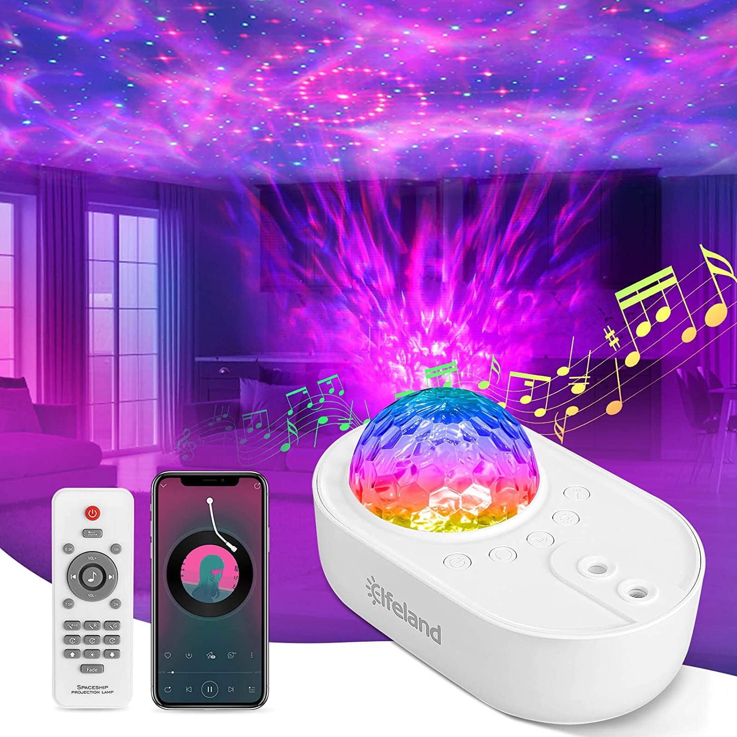 NXENTC LED Star Projector, Galaxy Lighting UFO Light Projector Star Light  Lamp with Remote, Bluetooth Speaker and Timer Night Light Projector for