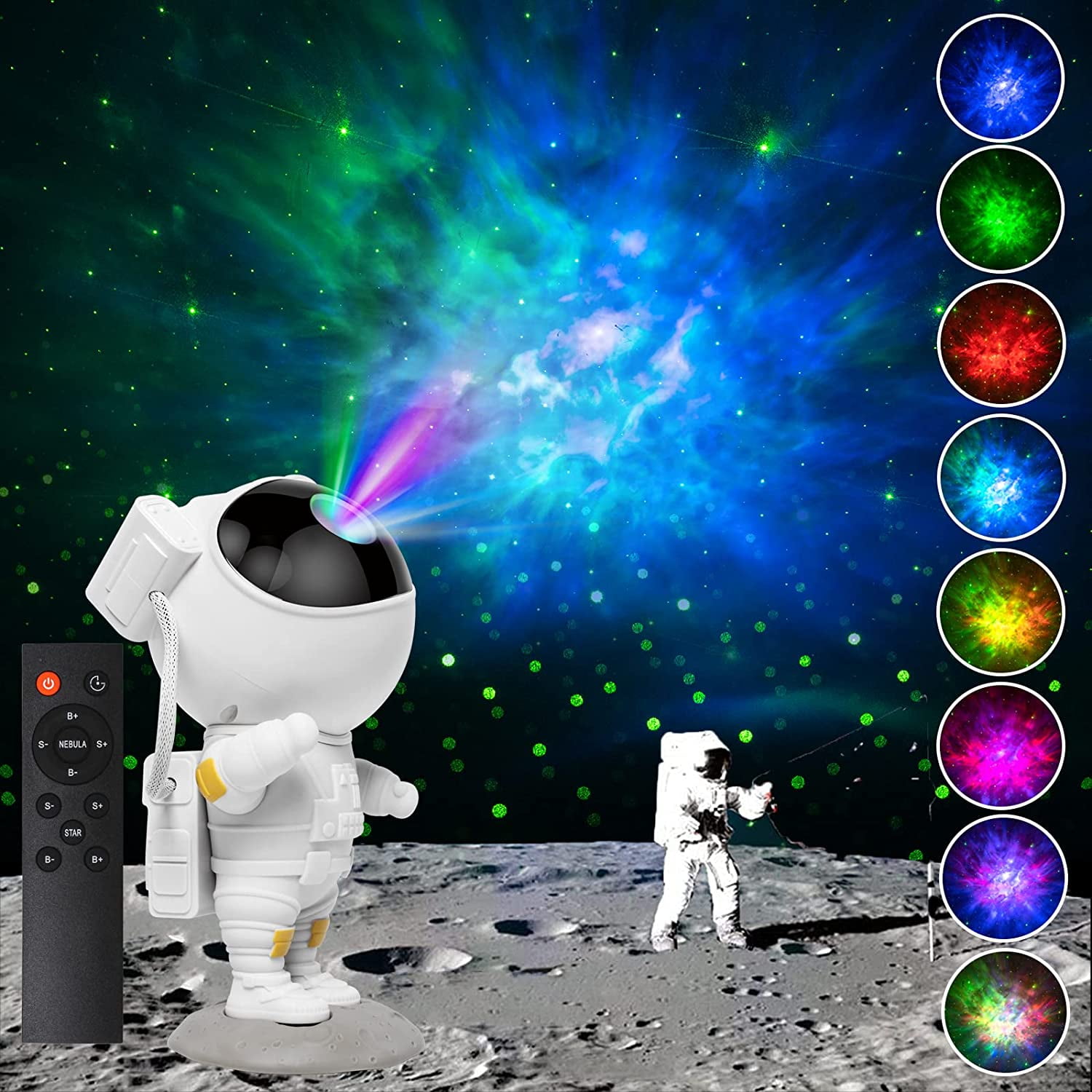 AstroLite LED Projector & Bluetooth Speaker - Galaxy Night Light -  Astronaut Space Projector, Starry Nebula Ceiling LED Lamp with Timer and  Remote, w/