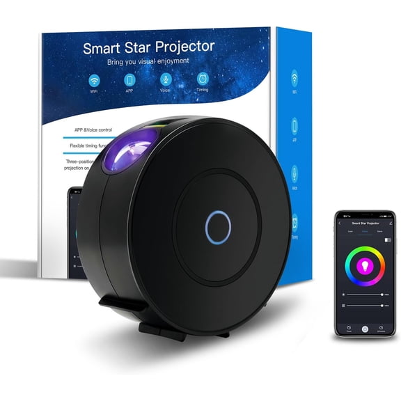 Star Projector, Galaxy Projector for Bedroom, Smart APP & Voice Control Galaxy lamp, Compatible with Alexa & Google Home, for Kids Adults Bedroom,Room Decor,Game Room,Party (Black Round)