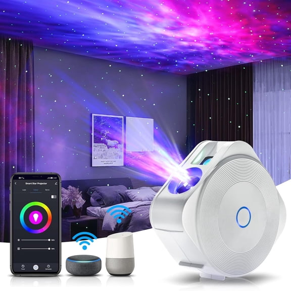Star Projector, Galaxy Projector for Bedroom, Smart APP & Voice Control Galaxy lamp, Compatible with Alexa & Google Home, for Kids Adults Bedroom,Room Decor,Game Room,Party (Black Round)