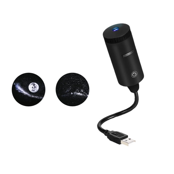 Star Projector, Holographic Night Light Projector, Galaxy Projector for Bedroom, Lamps for Bedroom, 9.5 Inch Black Portable Usb Projecting Night Light, 2 Replaceable Space Moon