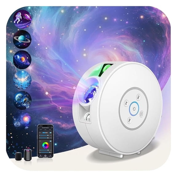 Star Projector Night Light - APP & Voice Control, Bluetooth Speaker, Nebula Lamp with Slides & White Noise