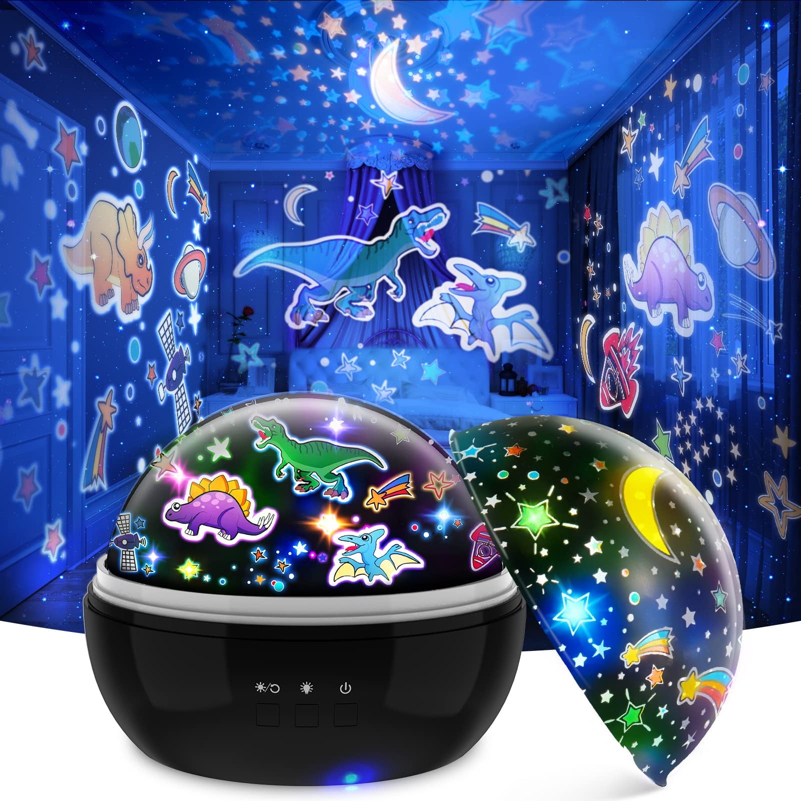 Atopdream Star Projector Night Light, mulitcolor Galaxy, Music Remote Control Projector for Birthday, Christmas Gifts for Kids Adult, Size: Star-2, Black
