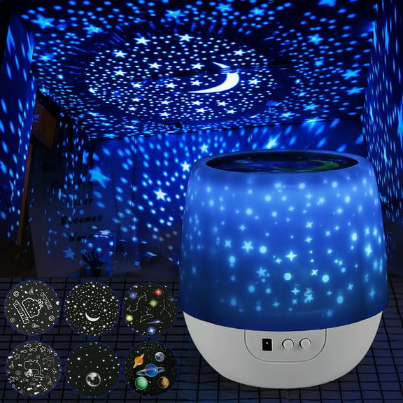 Star Projector Night Light LED Colorful Starry,Night Light Star Projector Lamp with 6Pcs Films,2 in 1 LED Galaxy Moon Projector,6 Lighting Effects Night Light for Bedroom Sleep Kids Gifts