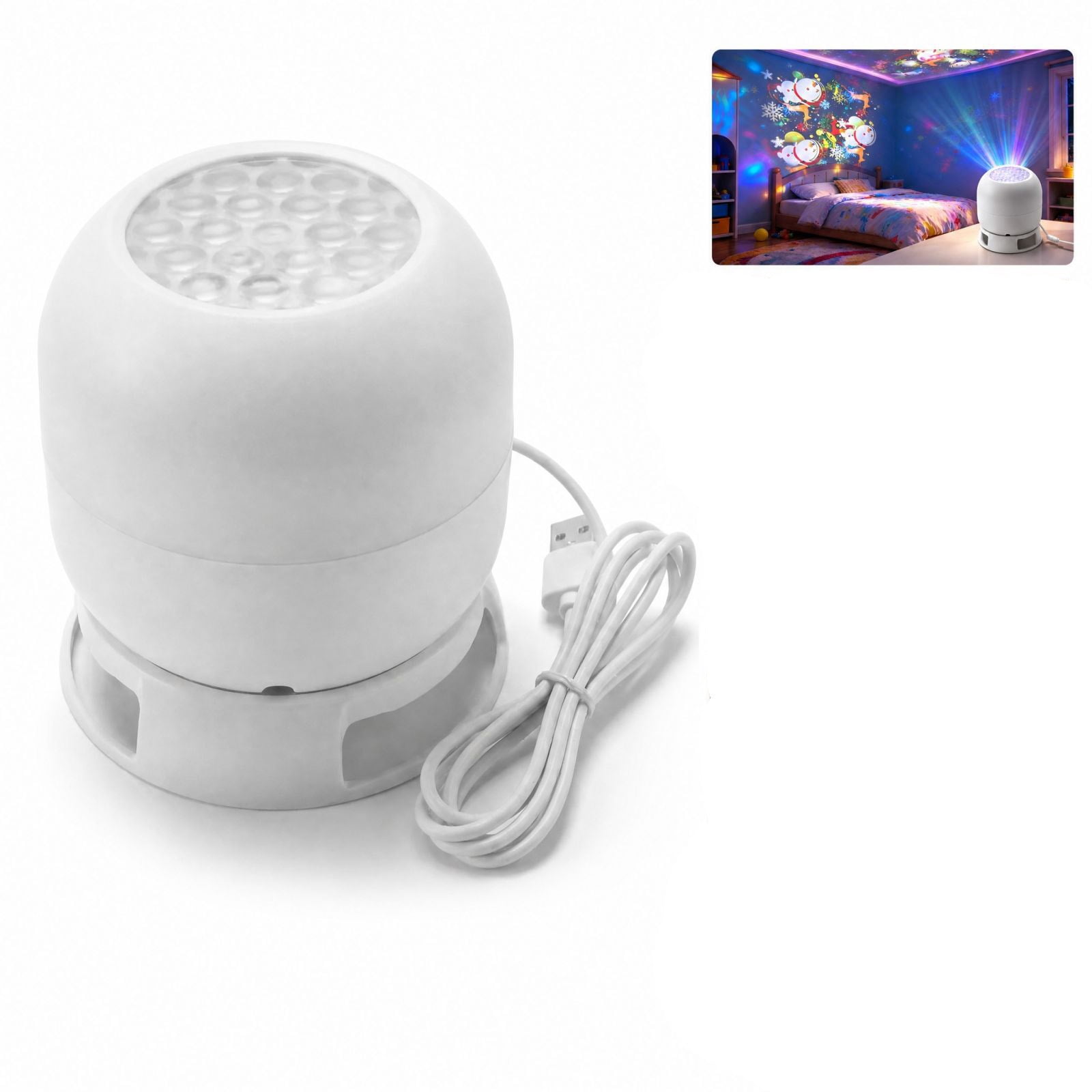 Star Projector Night Light USB Plug-In Rotating LED Ambient Christmas ...