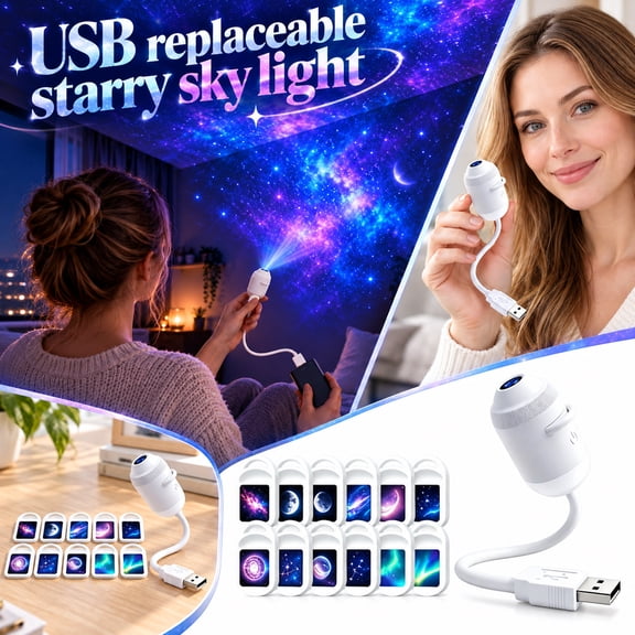 Star Projector Night Light USB Sky Galaxy Projection Lamp for Bedroom Sleep, TPRA Material Starry Ambient Lighting with Soft Glow, Bedside Ceiling Wall Decor, Relaxing Gift for Adults Kids