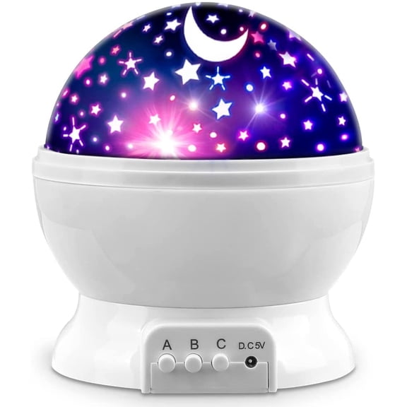Star Projector Night Lights for Kids, Fun Gifts for 1-4-6-14 Year Old Girl and Boy, Projection Lamp for Kids Bedroom Ceiling, Stars and Moon for Child Asleep Peacefully (White)