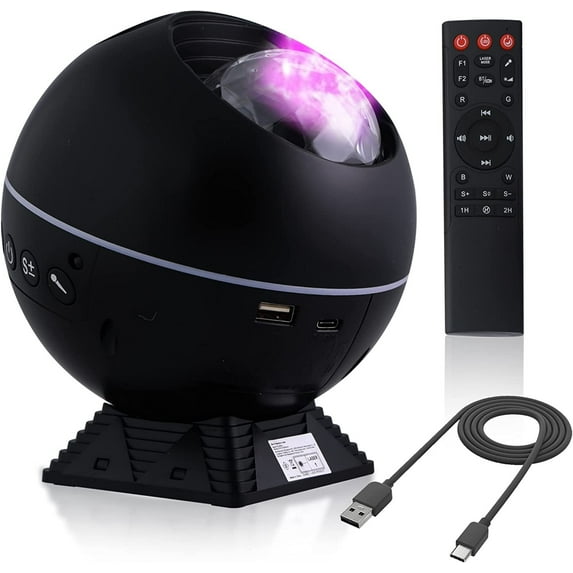 Star Projector, Rossetta Galaxy Projector for Bedroom, Bluetooth Speaker and White Noise Aurora Projector, Night Light Projector for Kids Adults Gaming Room, Home Theater, Ceiling, Room Dcor Black