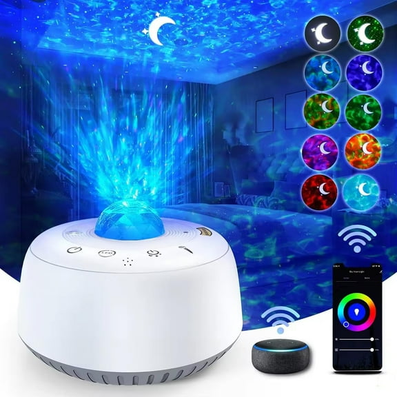 Star Projector, Smart Galaxy Projector Night Light Compatible with Alexa, 3 in 1 LED Moon Starry Light Projector with App and Voice Control for Kids Adults, Bedroom, Party Decor