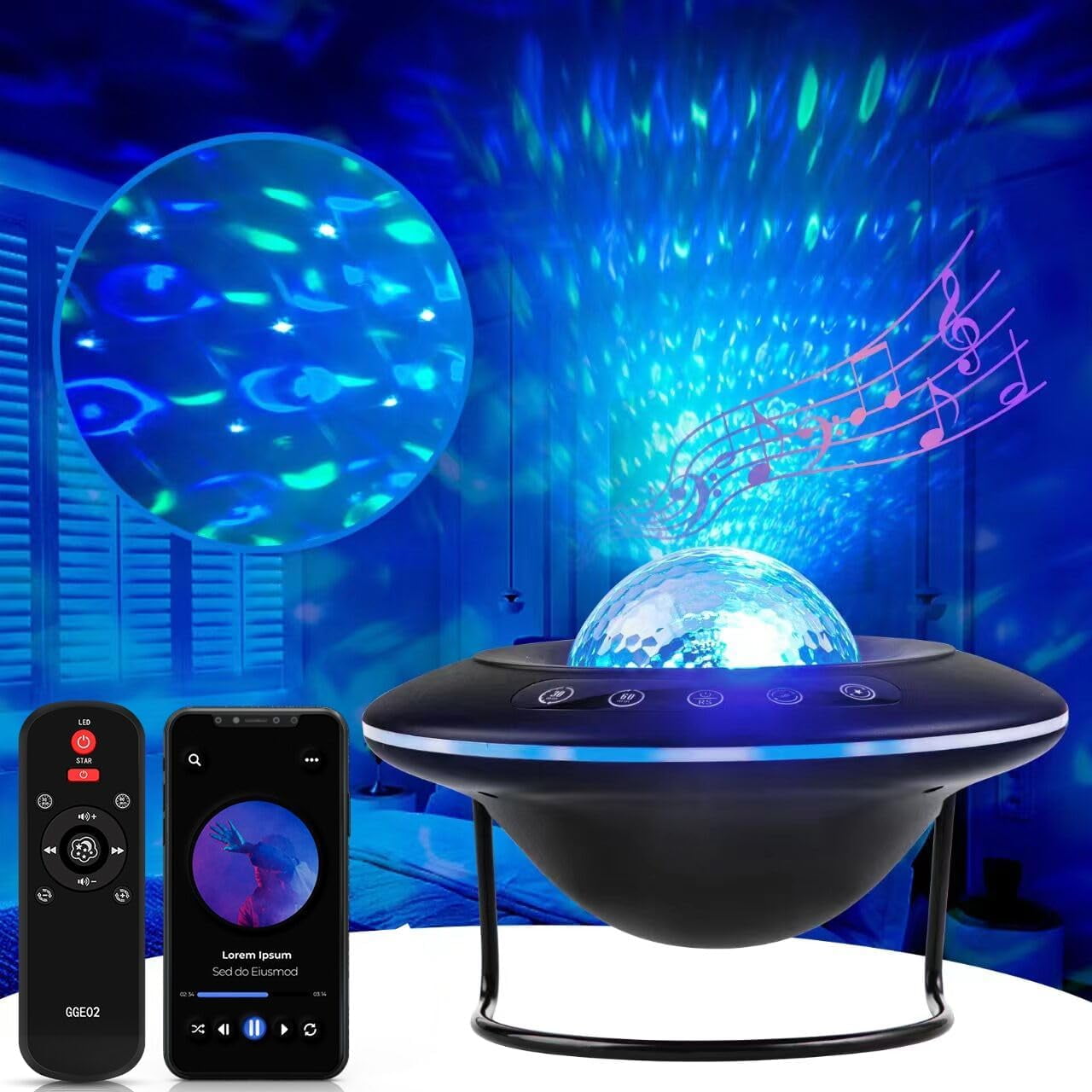 Star Projector Galaxy Starry Projection Lamp Bluetooth Speer Aurora ...