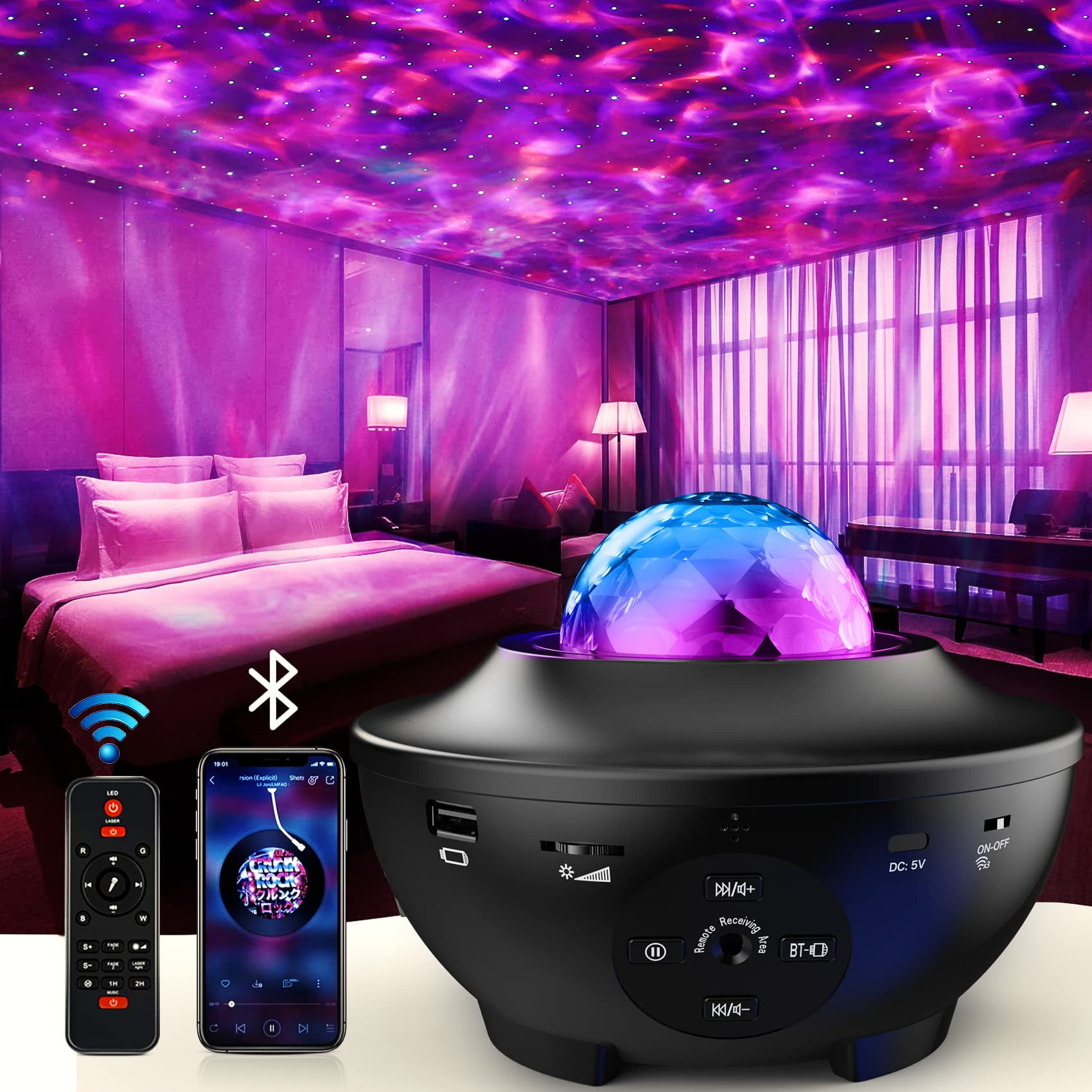 Smart LED Round Galaxy Projector with Remote Control